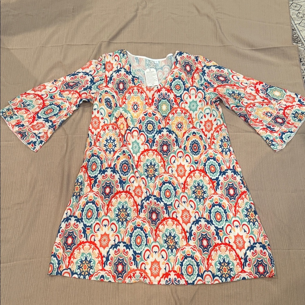 Vibrant Multicolor Patterned Women's Casual Dress